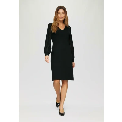 Afbeelding van s.Oliver Black Label MIT Semitransparenten ÄRMELN Gebreide jurk, Dames, Maat: 34, Schwarz