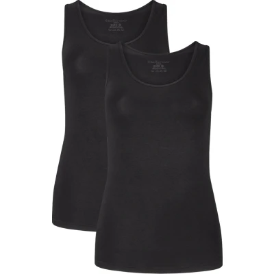 Afbeelding van Comfortabel &amp; Zijdezacht Bamboo Basics Anna Bamboe Singlet (Multipack 2 stuks) Dames Long Fit Zwart S