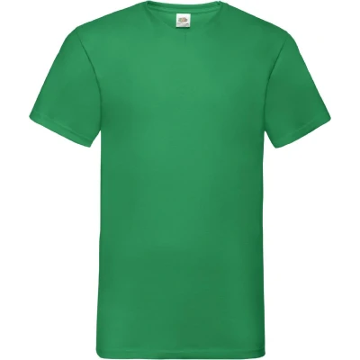 Afbeelding van Fruit Of The Loom Heren Valuegewicht V hals, T shirt met korte mouwen. (Kelly Groen) Maat L
