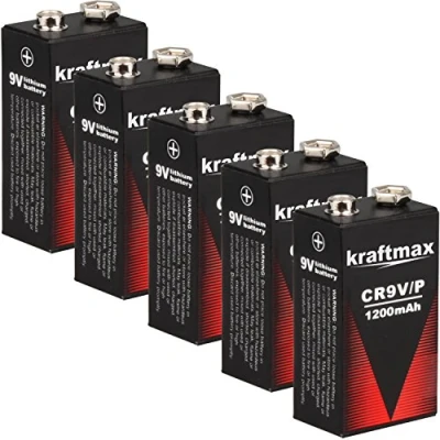 Afbeelding van kraftmax 5 x 9 V blok lithium krachtige longlife batterijen voor rookmelders/brandmelders 10 jaar levensduur
