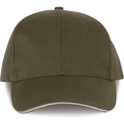Afbeelding van WK. Designed To Work Contrasterende sandwichpet 6 panelen Oeko Tex WKP145 Khaki / Light Grey