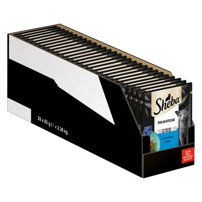 Afbeelding van 56 x 85 g Megapack Sheba varianten Maaltijdzakjes delicatesse in gelei met tonijn nat kattenvoer