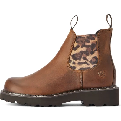 Afbeelding van Ariat Fatbaby Twin Gore Rijlaarzen Distressed Tan Chelsea Boot Panterprint Maat 37
