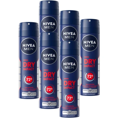 Afbeelding van 6x Nivea Men Deodorant Spray Dry Impact 150 ml