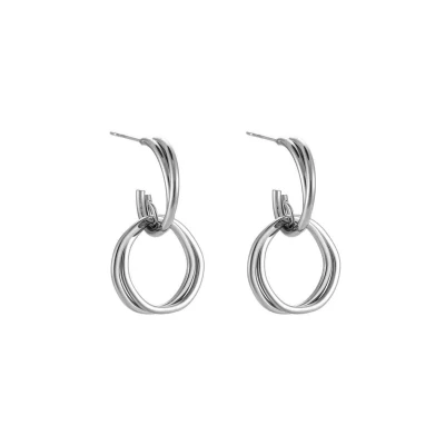 Afbeelding van Dottilove Ø22mm Oorbellen Dames Dubbele Ringen Oorringen RVS Plated