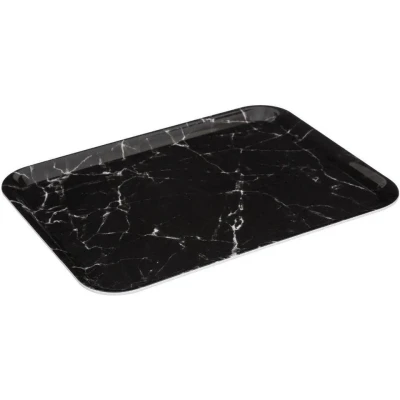 Afbeelding van 5Five Dienblad/serveer tray Marble Melamine zwart 33 x 43 cm