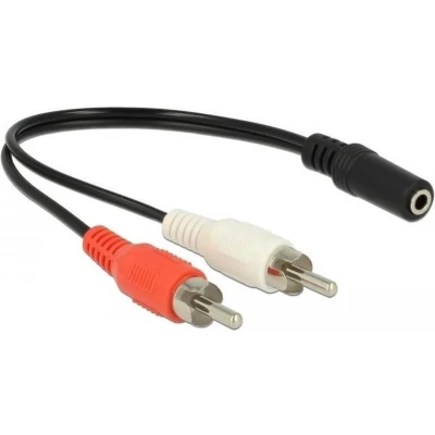 Afbeelding van Delock Audio Cable 2 x RCA male to 1 3.5 mm 3 pin Stereo Jack 20 cm