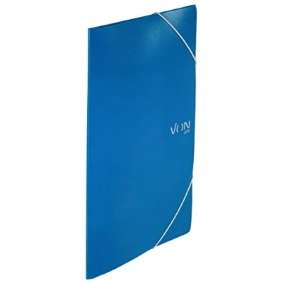 Afbeelding van VON Leitz hoekmap A4, PP kunststof, voor 150 vellen, 3 kleppen, map met elastische band, moderne print, lichtgewicht school en thuis, 5 stuks, blauw, 30070035