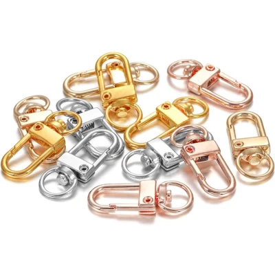 Afbeelding van DW4Trading Mini Karabijnhaken Sleutelhangers Zilver, Goud en Roze Aluminium 12 Stuks