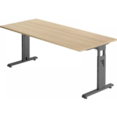 Afbeelding van MEGA 19 G Bureau 180 x 80 Tafelhoogte I In hoogte verstelbaar Eiken/Grafiet