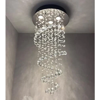 Afbeelding van A1A9 Elegante kristallen kroonluchter, K9 regendruppels, led plafondlampen, chroom inbouwhanglamp voor woonkamer, eetkamer, hal, trap, foyer, diameter 40 cm, hoogte 80 cm