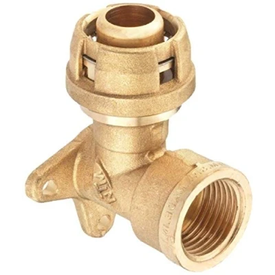 Afbeelding van Composietbuissysteem steekkoppeling hoek, 16 mm x 1/2 inch IG, wandstuk, messing 20 Innengewinde