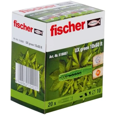 Afbeelding van FIS univ plug UX green, kunstst, le 60mm, boorgatdiameter 10mm