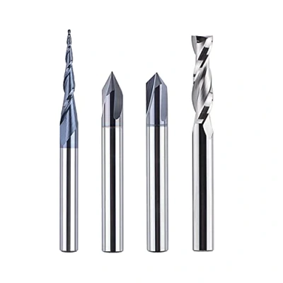 Afbeelding van SpeTool 4 Stukken Freesset 6 MM Schacht Volledig Wolfraamcarbide VHM CNC Frees V Groeffrees voor Hout Graveren
