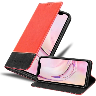 Afbeelding van Cadorabo Hoesje geschikt voor Apple iPhone 13 PRO MAX in ROOD ZWART Beschermhoes met magnetische sluiting, standfunctie en kaartvakje Book Case Cover Etui