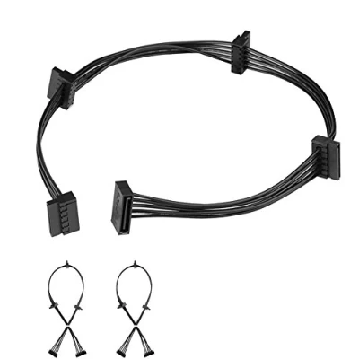Afbeelding van J&amp;D (2 Stuks) 15 pins SATA naar 4 Voeding Splitter Verleng Kabel, Vrouwelijk Mannelijk, 50.8 cm