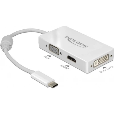 Afbeelding van Premium USB C naar HDMI, DVI en VGA adapter met DP Alt Mode / wit 0,15 meter