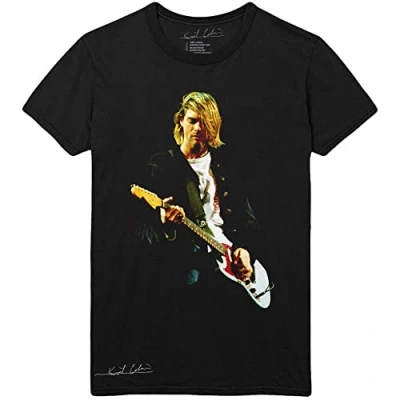 Afbeelding van Kurt Cobain Guitar Photo Colour Heren T shirt XL Zwart
