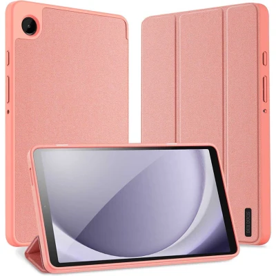 Afbeelding van Samsung Galaxy Tab A9 Hoes: Dux Ducis Domo Bookcase Roze Kunstleder Tablet Hoezen