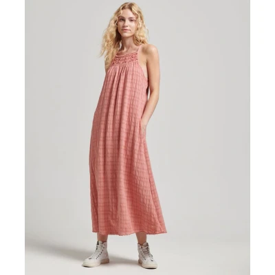 Afbeelding van Superdry Vintage LONG Halter CAMI Jurk, Dames, Maat: 38, Desert sand pink