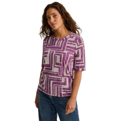 Afbeelding van Cecil IN Ausbrenneroptik Tshirt print, Dames, Maat: XS, Pink