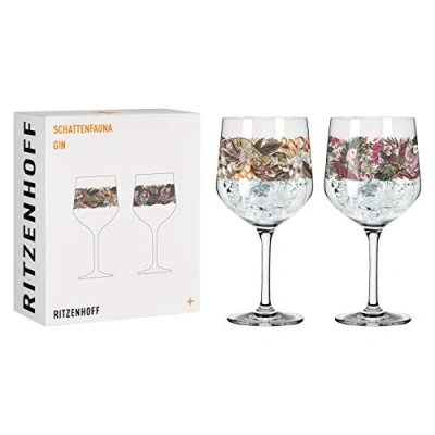 Afbeelding van Ritzenhoff 3691002 Gin glas, 700 ml, serie Schaduwfauna, set nr. 2, 2 stuks, luipaard en uil, Made in Germany
