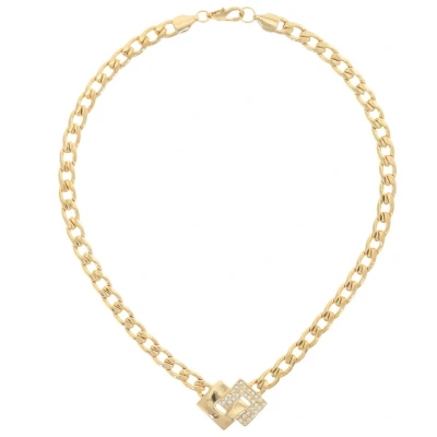 Afbeelding van Behave Ketting Goudkleur 41cm Gourmet schakel Oostenrijks kristal