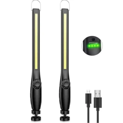 Afbeelding van highsam Led Werklamp Zaklamp, Dimbaar Werkplaatslamp, COB Inspectielamp met Haak en Magnetische Basis, Staaflamp Oplaadbaar voor Auto, Reparatie, Werkplaats, Garage, Camping, Noodverlichting (2 stuks)