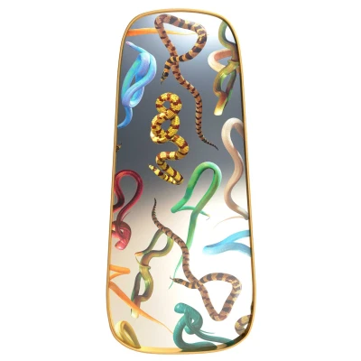 Afbeelding van Seletti Mirror Gold frame spiegel 62x140 Snakes