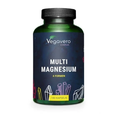 Afbeelding van Vegavero magnesium complex Met 4 bioactieve vormen: bisglycinaat, tauraat, malaat &amp; citraat 375 mg elementair Veganistisch en zonder toevoegingen 180 capsules