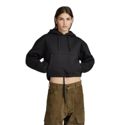 Afbeelding van G STAR RAW Dames Sleeve Gr Cropped HDD Loose Sw Wmn Hooded Sweatshirt, Zwart (Dk Black D23888 d425 6484), S