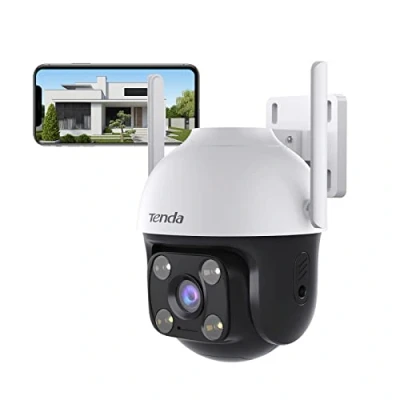 Afbeelding van Tenda Onvif Bewakingscamera voor buiten, wifi, 1080p wifi camera, met nachtzicht in kleur, 2 weg audio, persoonlijke herkenning en bewegingsdetectie, geluids lichtalarm, compatibel Alexa, CH3