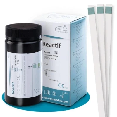 Afbeelding van Reactif diabetes urinetes 100 urine teststrips parameter glucose met kleurenschaal voor diabetici en algemene gezondheidscontrole