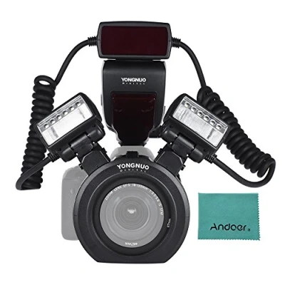 Afbeelding van YONGNUO YN24EX E TTL Macro Flash Light Speedlite 5600K met 2 stuks flitskoppen en 4 adapterringen voor Canon EOS 1DX 5D3 6D 7D 70D 80D camera&#039;s