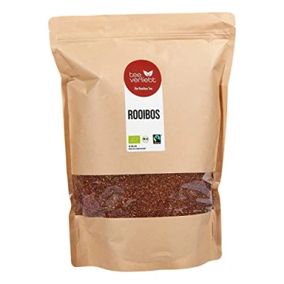 Afbeelding van FRUTEG Bio roiboos thee 1000 g Loser Rotbrush Tea los naar Fairtrade Standard Cafeïne vrije biologische cultivatiethee Heerlijke Roiboostee 1 kg