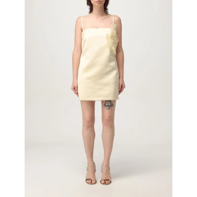 Afbeelding van Mini Dress with Spaghetti Straps and Floral Applique Wo Yellow