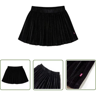 Afbeelding van Kinderrokje geplooid 128 lurex zwart Meisje Rokje Zwarte Rok Schooluniform Feestjurkje