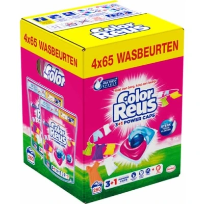 Afbeelding van 4x Witte Reus Wasmiddelcapsules 3+1 Power Caps Kleur 65 beurten