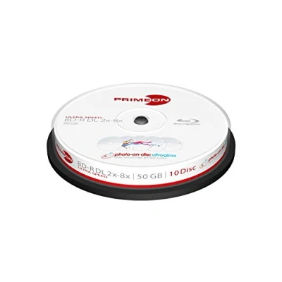 Afbeelding van Primeon BD R DL 50GB/2 8x Cakebox (10 Disc) GLOSSY WATERPROOF Printable