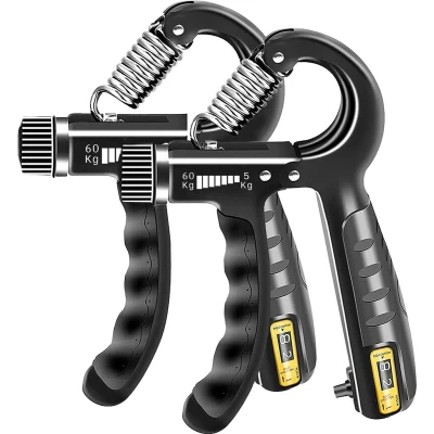 Afbeelding van YONO Handtrainer Set Handknijper Verstelbaar 10 tot 60 kg Vingertrainer met Teller Armtrainer Knijphalter Onderarm Grip Trainer 2 Stuks