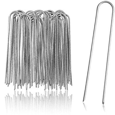 Afbeelding van COM FOUR® 50x grondankers van gecoat staal robuuste grondpennen voor bevestiging onkruidvlies en folies tuin camping rond (050 stuks 200x25x3.8mm)