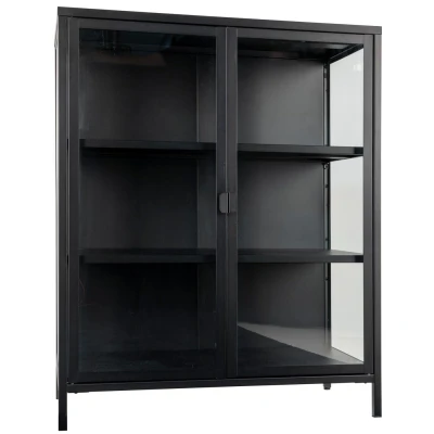 Afbeelding van Giga Meubel Vitrinekast Metaal Zwart 40x80x101,5cm Kast Brisbane