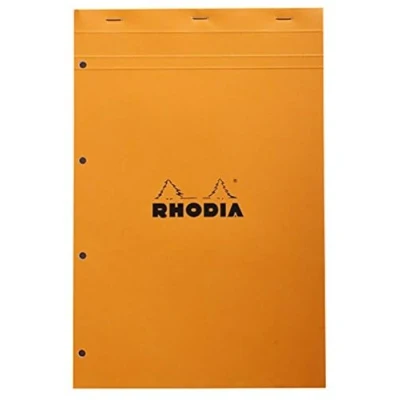 Afbeelding van Rhodia Head Stapled Pad, No20 A4+, 4 hole geponst, Seyes ruling 5/5 Vierkant A4+ ORANJE