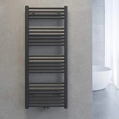 Afbeelding van SONNI Handdoekradiator handdoekdroger radiator badkamer middenaansluiting handdoekwarmer badkamerradiator antraciet recht 50 x 120 cm