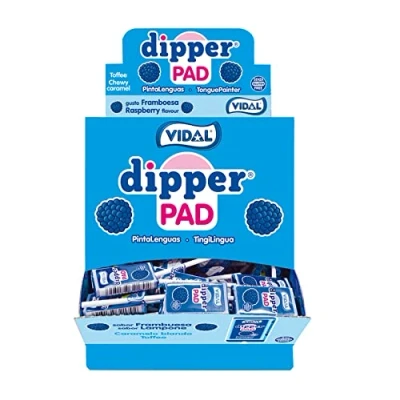 Afbeelding van Vidal Dipper Pad Kauwgom met framboos smaak, blauw, 100 stuks