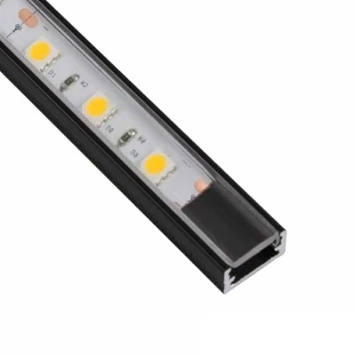 Afbeelding van ledomec LED ALU profiel Slim strip (14x7mm) in zwart met afdekking (1m transparante dekking)