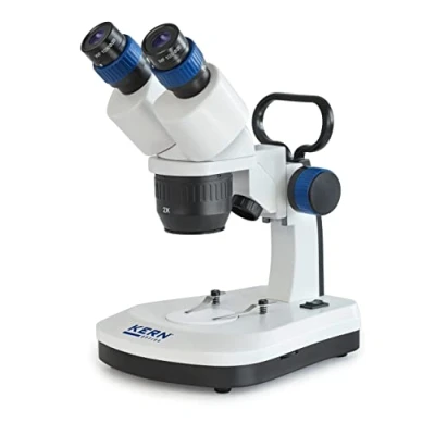 Afbeelding van Kern OSE 421 Stereomicroscoop in robuuste, ergonomische uitvoering, ideaal voor werkplaatsen, scholen en onderwijs, buis: verrekijker, oculair: WF 10x Ø 20 mm, lens: 2x / 4x, verlichting: 1W LED (A
