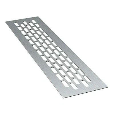 Afbeelding van sossai® aluminium ventilatierooster Alucratis (1 stuk) Rechthoekig afmetingen: 24,5 x 6 cm Kleur: inox afvoerluchtrooster