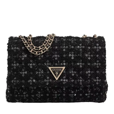 Afbeelding van GUESS Schoudertas Giully 2 Compartment Convertible Flap Black / Gold Zwart