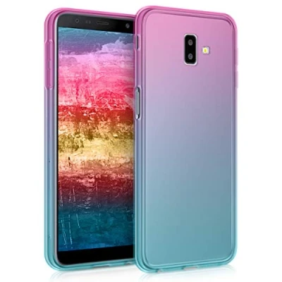 Afbeelding van kwmobile hoesje compatibel met Samsung Galaxy J6+ / J6 Plus DUOS backcover voor smartphone Tweekleurig roze/blauw/transparant